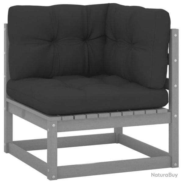 Canap� d'angle de jardin coussins anthracite Bois de pin massif