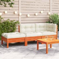 Canap&eacute; de jardin avec coussins et repose-pied 3 places