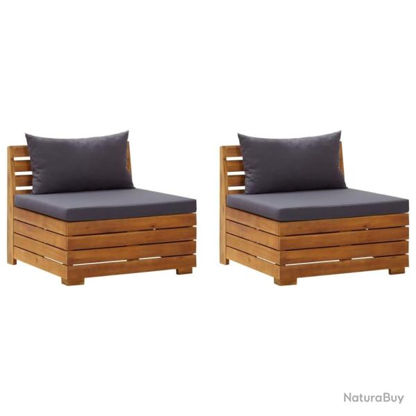 Canap� de jardin 2 places avec coussins Bois d'acacia massif