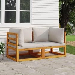 Canap&eacute;s d'angle sectionnels 2 pcs coussins gris clair acacia