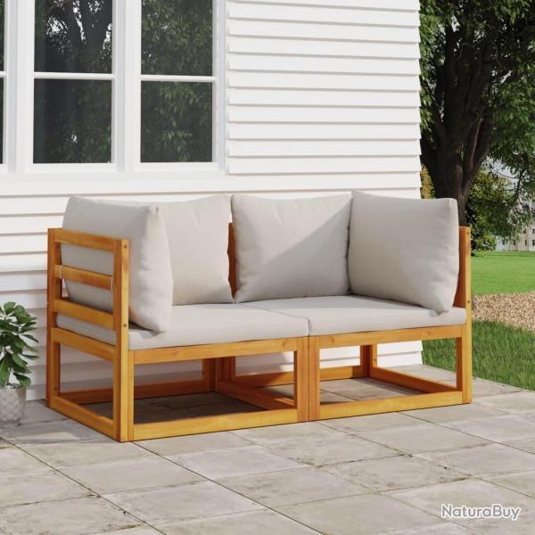 Canap�s d'angle sectionnels 2 pcs coussins gris clair acacia
