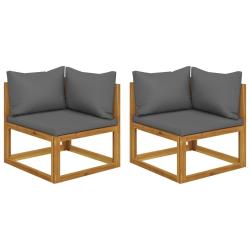 Canap&eacute;s d'angle sectionnels 2 pcs avec coussins Gris fonc&eacute;