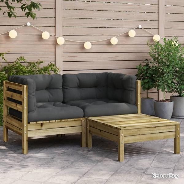 Canap� de jardin avec coussins et repose-pied 2 places