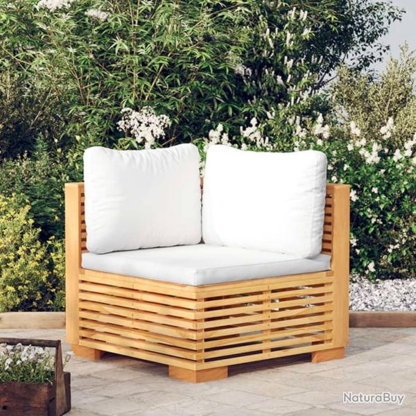 Canap� d'angle de jardin et coussins cr�me Bois de teck massif