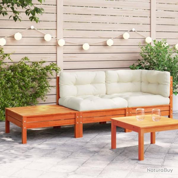 Canap� de jardin avec coussins et repose-pied bois pin massif