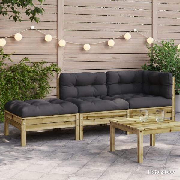 Canap� de jardin avec coussins et repose-pied 3 places