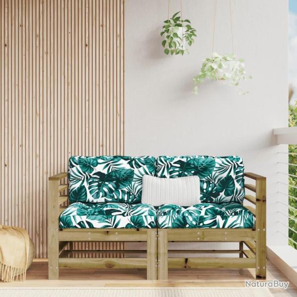 Canap�s d'angle avec coussins 2 pcs bois de pin impr�gn�