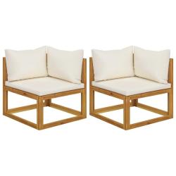 Canap&eacute;s d'angle sectionnels 2 pcs avec coussins Blanc cr&egrave;me