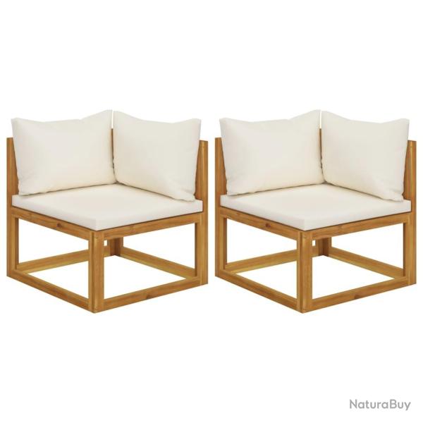 Canap�s d'angle sectionnels 2 pcs avec coussins Blanc cr�me