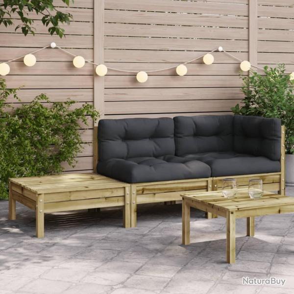 Canap� de jardin avec coussins et repose-pied bois pin impr�gn�