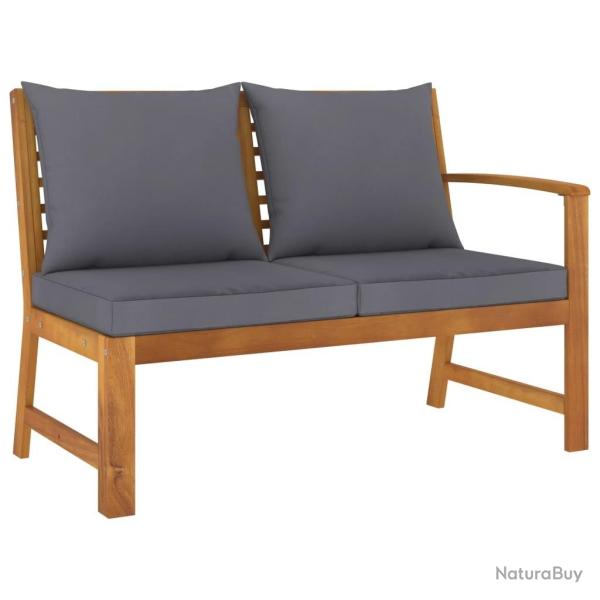 Banc de jardin 114,5 cm avec coussin gris fonc� Bois d'acacia