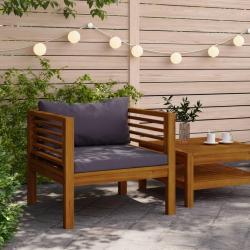 Chaise de jardin avec coussins gris fonc&eacute; Bois d'acacia massif