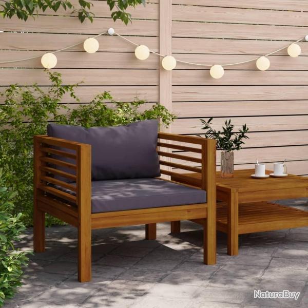 Chaise de jardin avec coussins gris fonc� Bois d'acacia massif