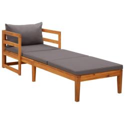 Chaise longue avec coussins gris fonc&eacute; Bois d'acacia solide