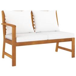 Banc de jardin 114,5 cm avec coussin cr&egrave;me Bois solide d'acacia