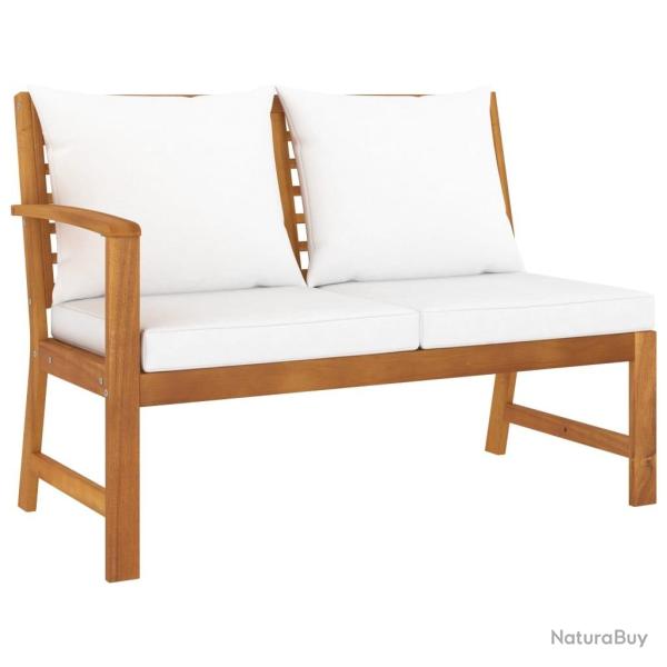 Banc de jardin 114,5 cm avec coussin cr�me Bois solide d'acacia