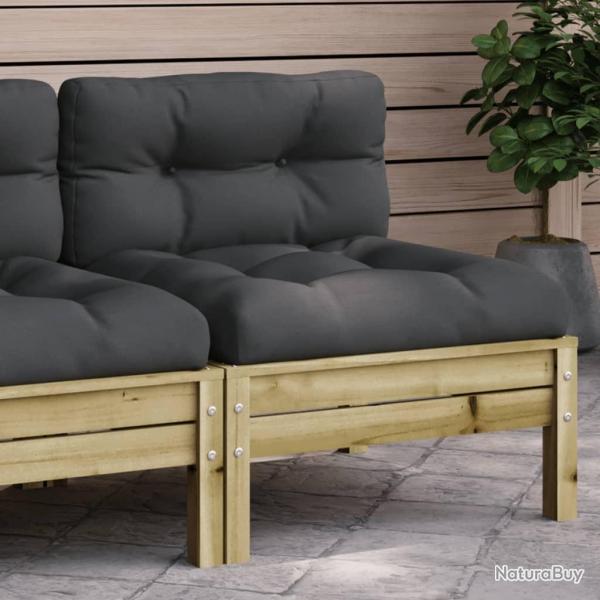 Canap� de jardin sans accoudoirs et coussins bois pin impr�gn�