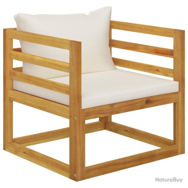 Chaise de jardin avec coussins cr�me Bois d'acacia massif