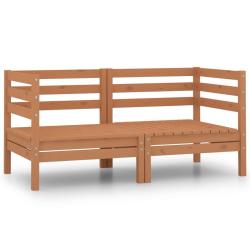 Canap&eacute;s d'angle de jardin 2 pcs marron miel bois de pin solide