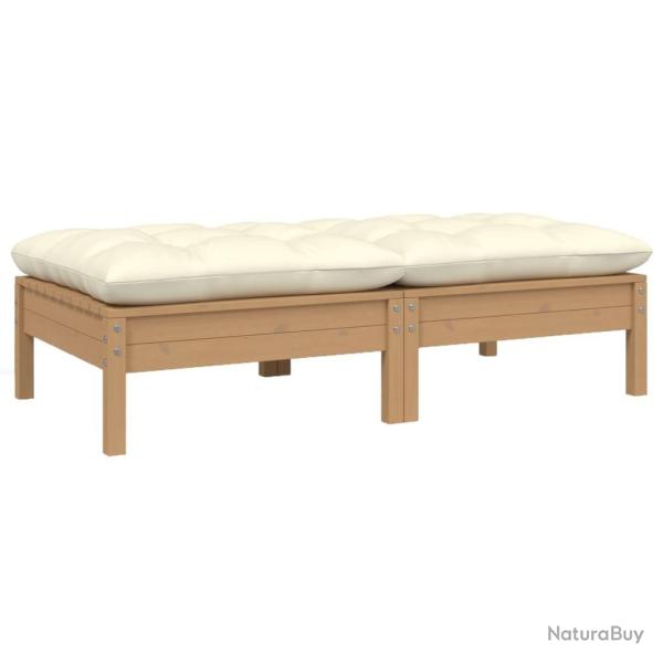 Canap� 2 places de jardin et coussins cr�me bois de pin solide