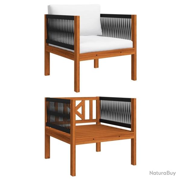 Chaise de jardin avec coussin Bois d'acacia solide