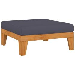 Repose-pied sectionnel avec coussin gris fonc&eacute; Bois d'acacia