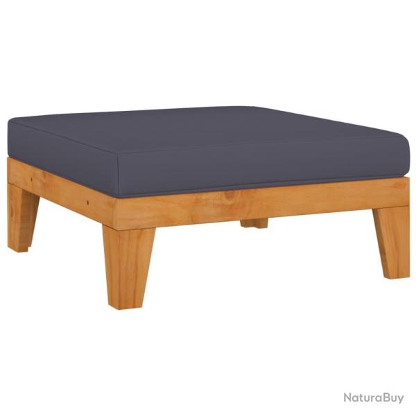 Repose-pied sectionnel avec coussin gris fonc� Bois d'acacia