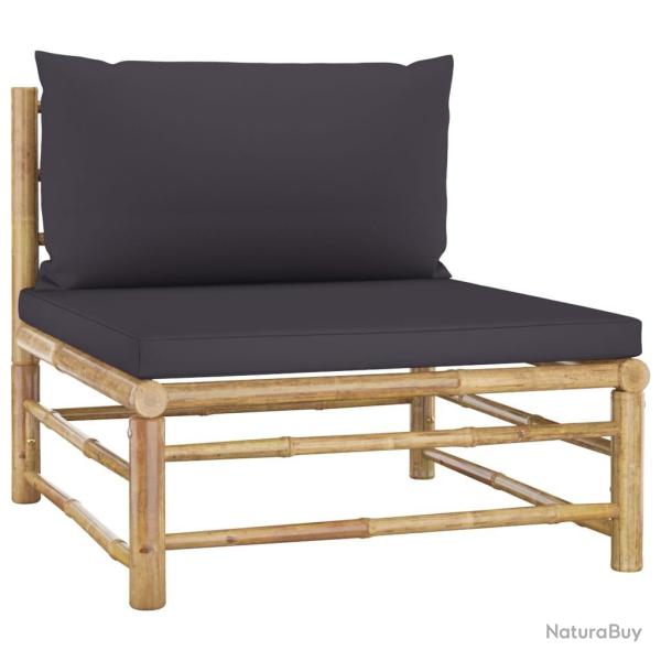 Canap� de milieu de jardin avec coussins gris fonc� Bambou