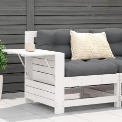 Canap&eacute; de jardin accoudoir et coussin blanc bois massif de pin
