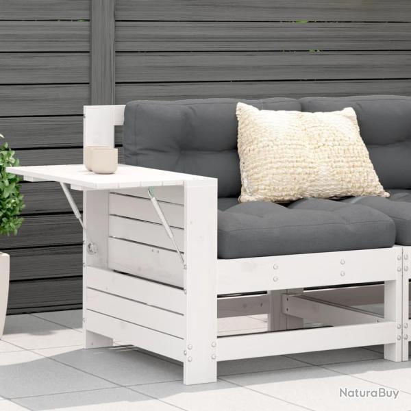 Canap� de jardin accoudoir et coussin blanc bois massif de pin