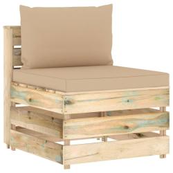 Canap&eacute; central sectionnel avec coussins Bois impr&eacute;gn&eacute; de vert