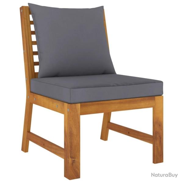 Canap� central sectionnel avec coussin gris fonc� Bois d'acacia