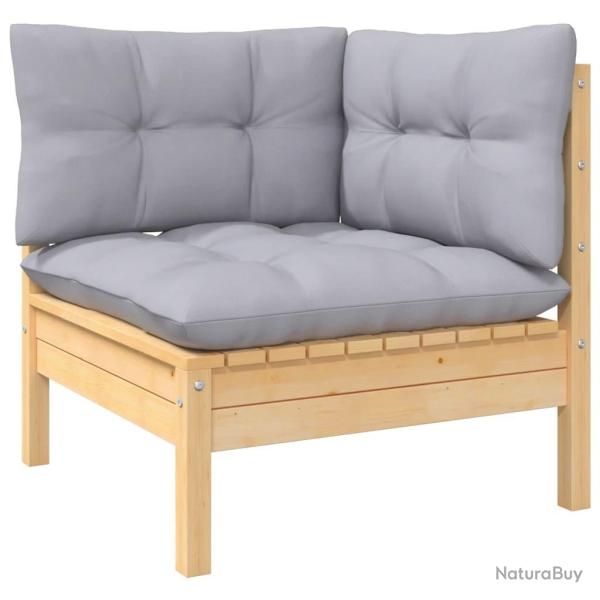 Canap� d'angle de jardin avec coussins gris Bois de pin massif
