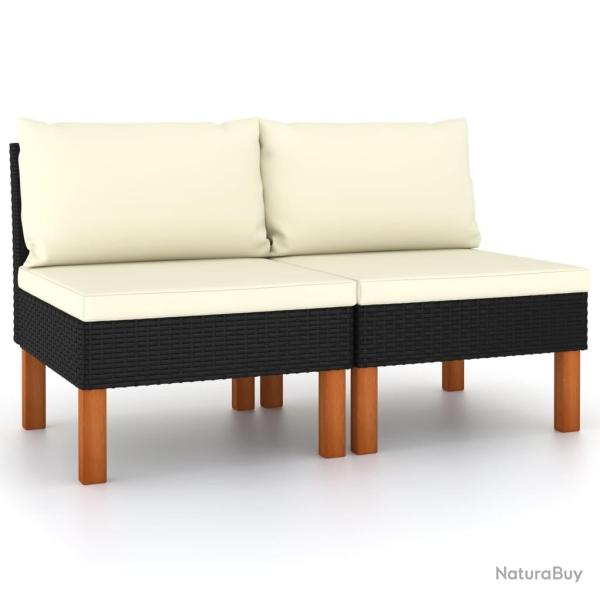 Canap�s centraux 2 pcs R�sine tress�e et bois d'eucalyptus