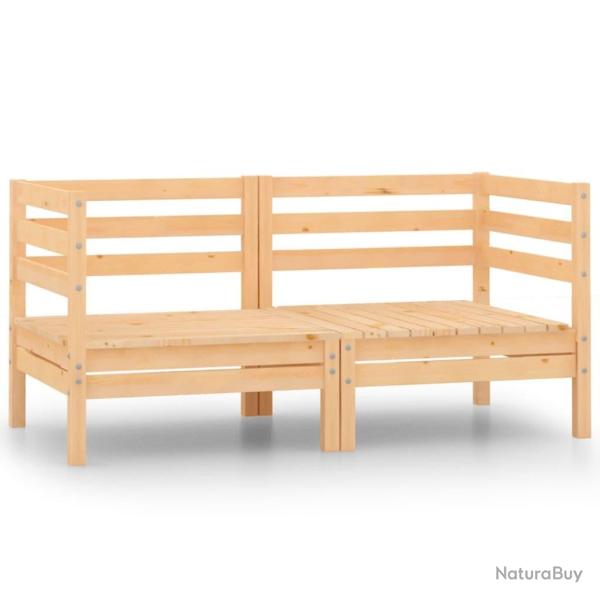 Canap�s d'angle de jardin 2 pcs Bois de pin massif