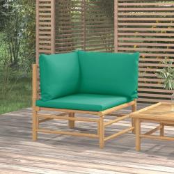 Canap&eacute; d'angle de jardin avec coussins vert bambou