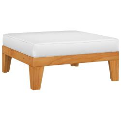 Repose-pied sectionnel avec coussin blanc cr&egrave;me Bois d'acacia