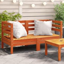 Canap&eacute;s d'angle de jardin 2 pcs cire marron bois de pin massif