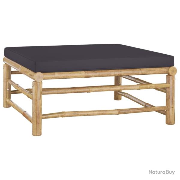 Repose-pied de jardin avec coussin gris fonc� Bambou