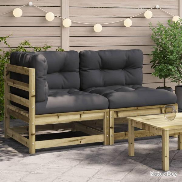 Canap� de jardin avec coussins 2 places bois de pin impr�gn�