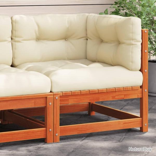 Canap� d'angle de jardin coussins cire marron bois pin massif