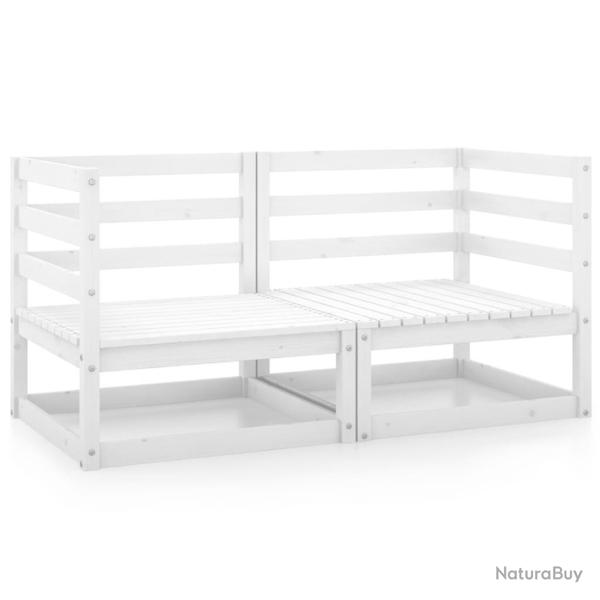 Canap�s d'angle de jardin 2 pcs blanc bois de pin massif