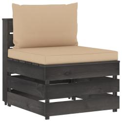 Canap&eacute; central sectionnel avec coussins Bois impr&eacute;gn&eacute; de gris