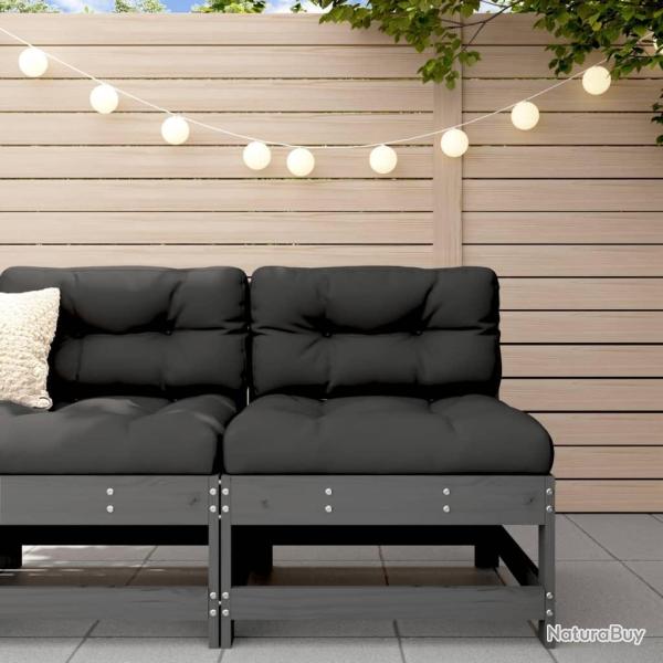 Canap� central avec coussins gris bois de pin massif
