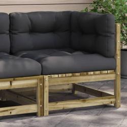 Canap&eacute; d'angle de jardin avec coussins bois de pin impr&eacute;gn&eacute;