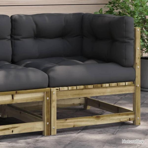 Canap� d'angle de jardin avec coussins bois de pin impr�gn�