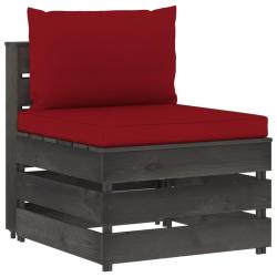 Canap&eacute; central sectionnel avec coussins Bois impr&eacute;gn&eacute; de gris