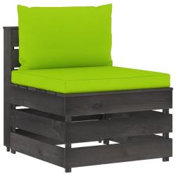 Canap&eacute; central sectionnel avec coussins Bois impr&eacute;gn&eacute; de gris