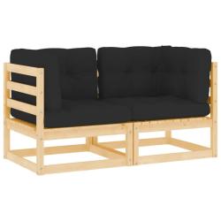 Canap&eacute;s d'angle de jardin 2pcs avec coussins Bois de pin massif