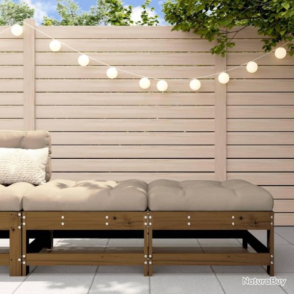 Repose-pieds de jardin avec coussins lot de 2 marron miel